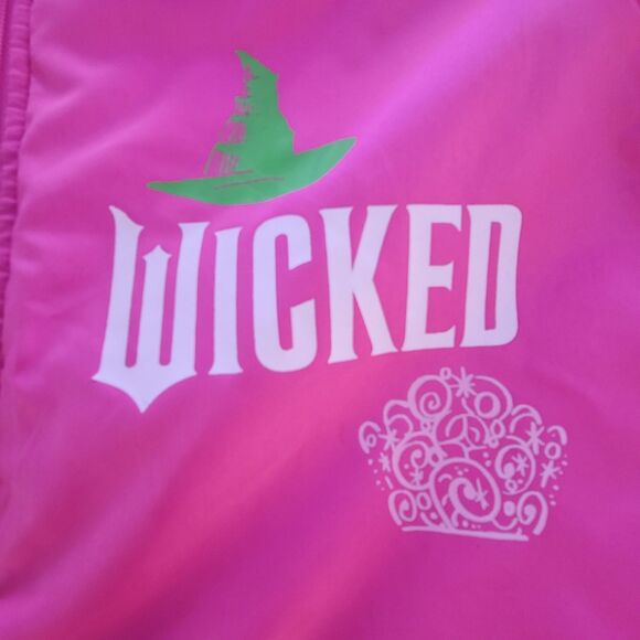 Wicked Girls Full-Zip Pink Mid-weight Ruched Bomber Jacket 10/12 L Glinda Shiz - Picture 5 of 12